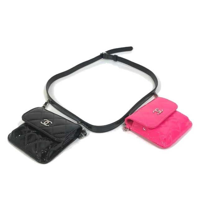 最新入荷 - CHANEL シャネル 新品同様 ブラック/ピンク パテントレザー