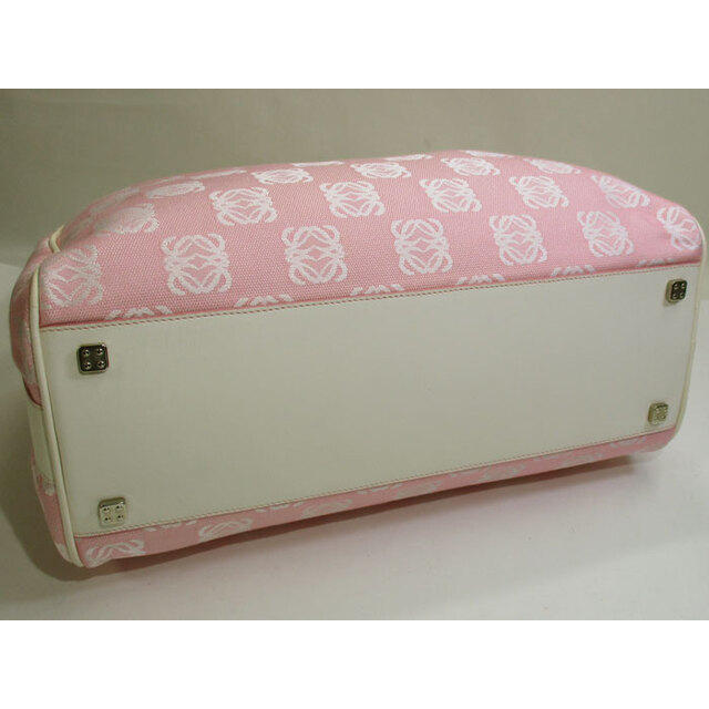 LOEWE(ロエベ)のLOEWE アナグラム ハンドバッグ キャンバス レザー ピンク ホワイト レディースのバッグ(ハンドバッグ)の商品写真