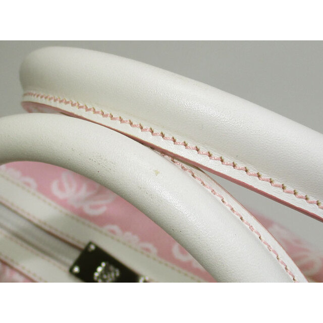 LOEWE(ロエベ)のLOEWE アナグラム ハンドバッグ キャンバス レザー ピンク ホワイト レディースのバッグ(ハンドバッグ)の商品写真