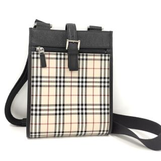 バーバリー(BURBERRY)のBURBERRY ショルダーバッグ ノバチェック キャンバス レザー ベージュ(ショルダーバッグ)