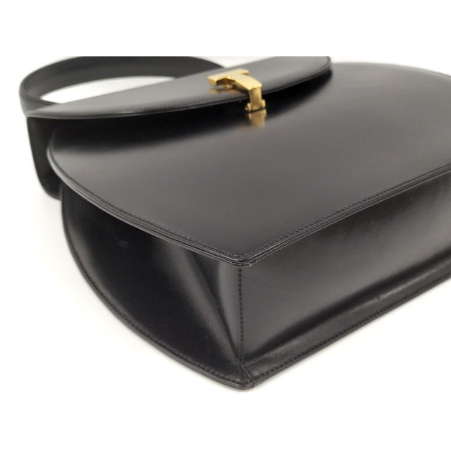 Tiffany & Co.(ティファニー)のTIFFANY＆Co. ハンドバッグ Tロゴ レザー ブラック ゴールド金具 レディースのバッグ(ハンドバッグ)の商品写真