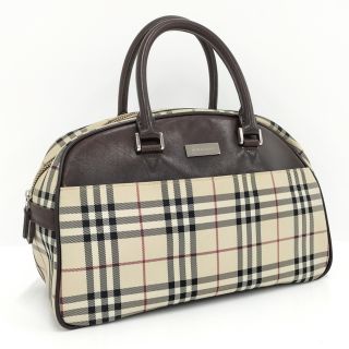 バーバリー(BURBERRY)のBURBERRY ボストンバッグ ノバチェック レザー キャンバス ベージュ(ボストンバッグ)