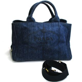 PRADA カナパ トート 2WAY ショルダーバッグ デニム ブルー