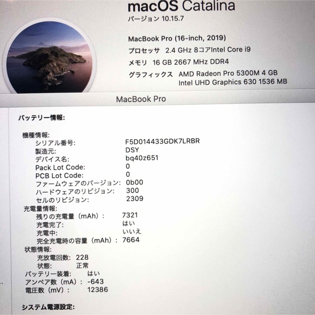 Mac (Apple)(マック)のMacBook pro 16インチ 2019 corei9 スマホ/家電/カメラのPC/タブレット(ノートPC)の商品写真