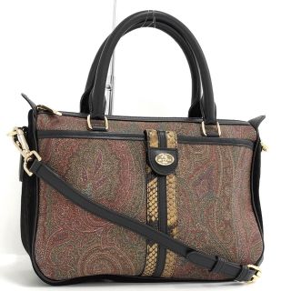 エトロ(ETRO)のETRO 2WAY ミニボストンバッグ ペイズリー柄 パイソン レザー スエード(ボストンバッグ)