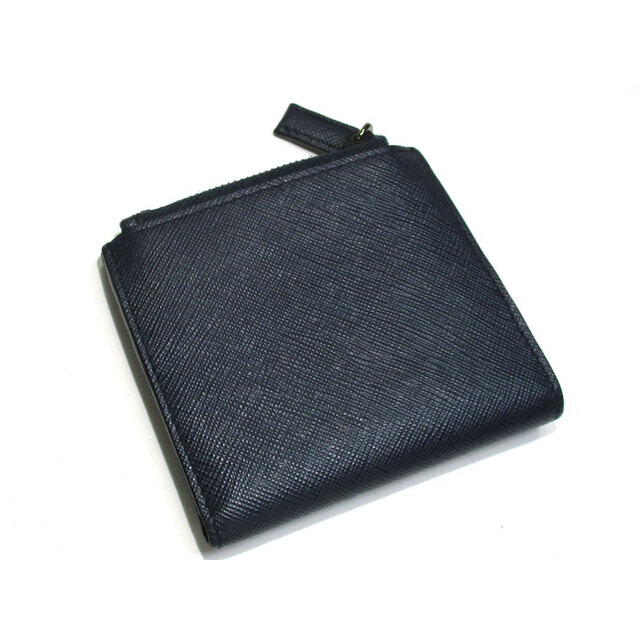 PRADA カードホルダー 二つ折り コンパクト財布 レザー ネイビー ブルー系
