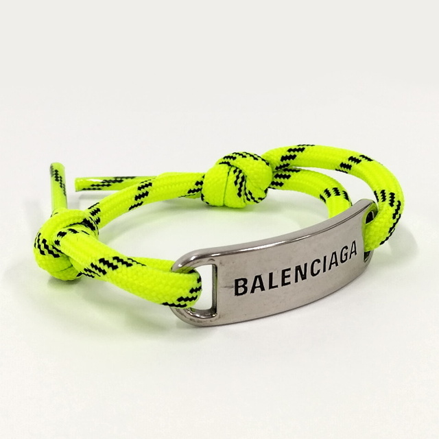 BALENCIAGA プレート ロゴ ブレスレット メッキ シルバー イエロー