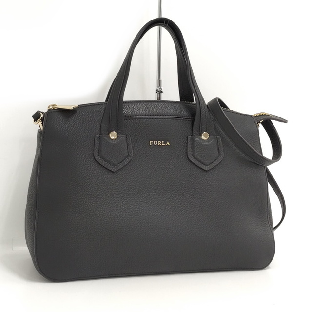 オープンポケット×1内側FURLA 2WAY ショルダーバッグ GIADA M SATCHEL ブラック