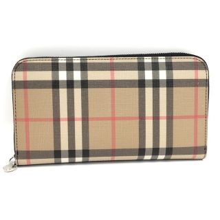 バーバリー(BURBERRY)のBURBERRY ラウンドファスナー長財布 PVC ノバチェック ベージュ(財布)