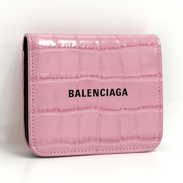 BALENCIAGA 二つ折り財布 キャッシュフラップ クロコ型押し レザー