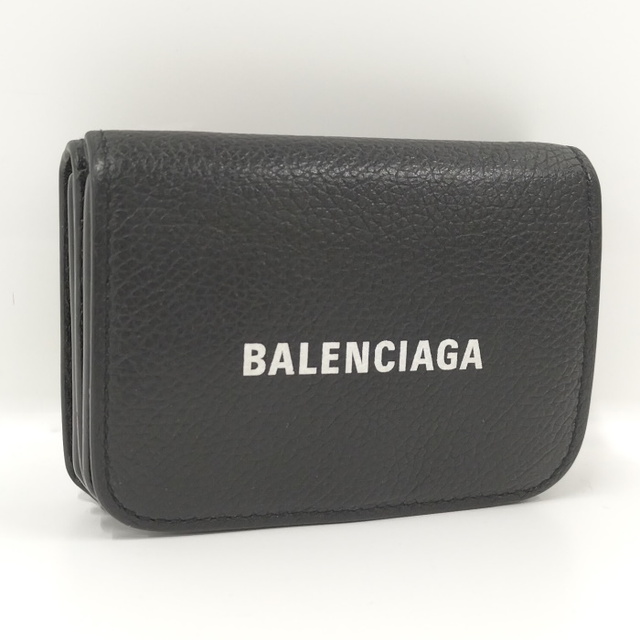 BALENCIAGA 三つ折り財布 ミニウォレット レザー ブラック - 財布