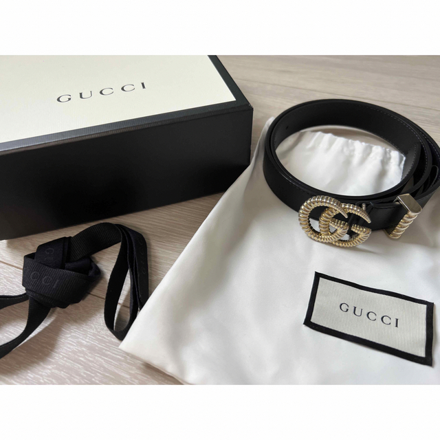 Gucci - 【新品】GUCCI☆レザー ベルト(トーション ダブルG バックル