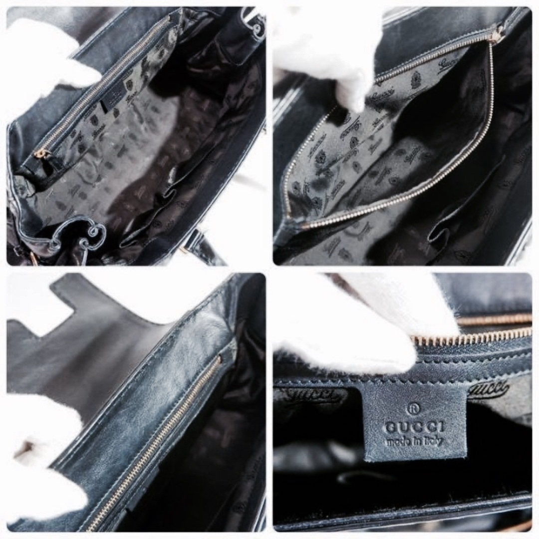 希少✨GUCCI グッチ バッグ 黒 ブラック クイーン ホーボー オールレザー