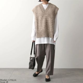 【美品】  Maison Martin Margiela / メゾンマルタンマルジェラ | ビッグシルエット アンゴラ ウール ローゲージ ショールカラー ニット ベスト | M | ライトグレー | レディース