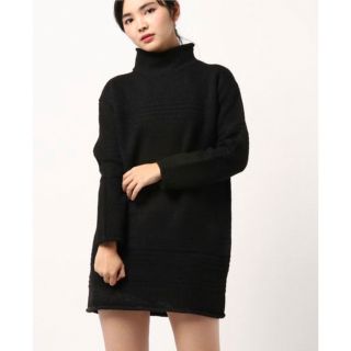 マウジー(moussy)のマウジー♡RANDOM GARTER KNIT OP  ブラック　ミニワンピース(ミニワンピース)