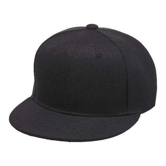 キャップ メンズ フラットバイザー スナップバック 帽子 CAP 調整 無地 黒
