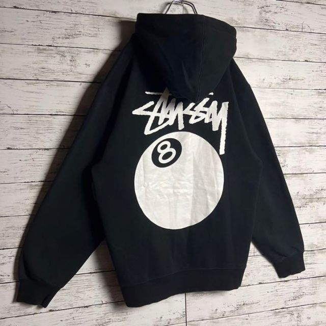 【希少デザイン】STUSSY  パーカー ワンポイント両面プリントロゴ　Mサイズ