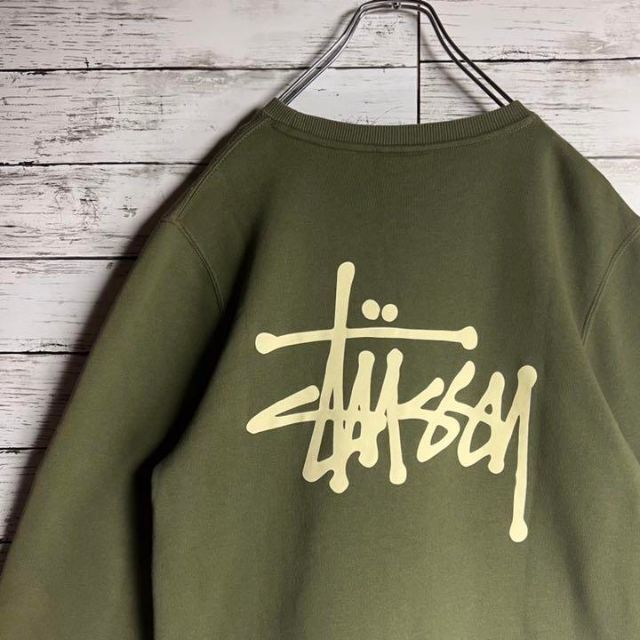 ステューシー STUSSY 両面ロゴ ビッグバックロゴ スウェット グリーン M-