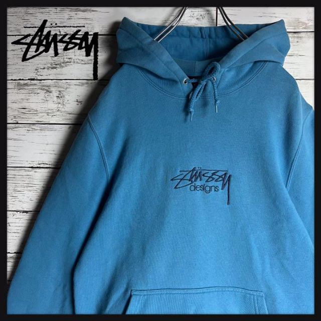 希少カラー】 STUSSY パーカー 刺繍 センターロゴ 即完売モデル入手