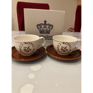 ロイヤルコペンハーゲン(ROYAL COPENHAGEN)の新品未使用…ロイヤルコペンハーゲン　ニューシグネチャー　ブラウン　2客(グラス/カップ)