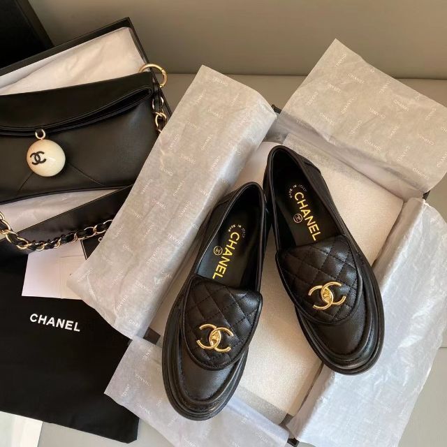 真贋済 CHANEL シャネル レースアップシューズ ローファー 24cm 【SALE