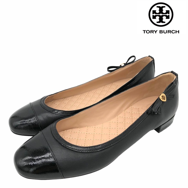 Tory Burch(トリーバーチ)の【美品】TORY BURCH トリーバーチ フラット パンプス 黒 24.5cm レディースの靴/シューズ(ハイヒール/パンプス)の商品写真