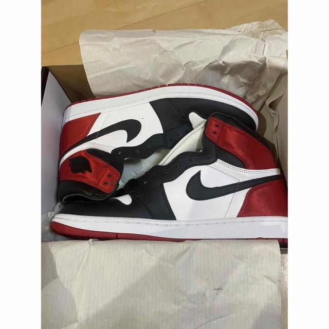 高価値】 NIKE Toe Black Satin JORDAN1 AIR wmns NIKE - スニーカー ...
