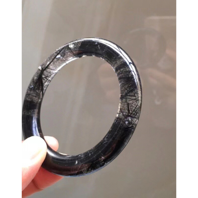 天然】ブラックルチルクォーツ ブレスレット バングル 54.9mm | www
