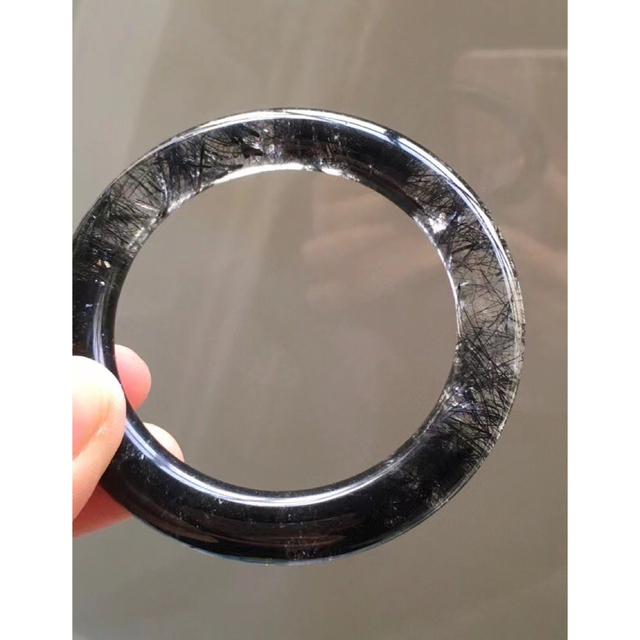 天然】ブラックルチルクォーツ ブレスレット バングル 54.9mm | www