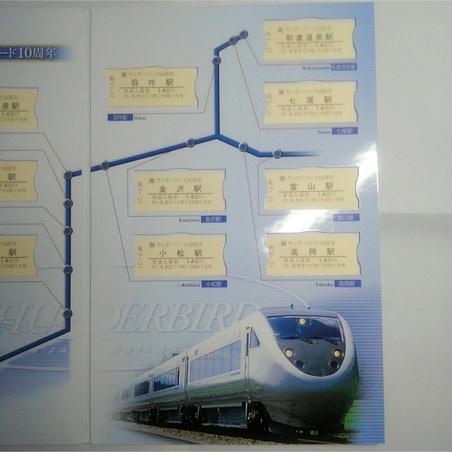 JR西日本　サンダーバード　10周年記念　硬券乗車券セット 2