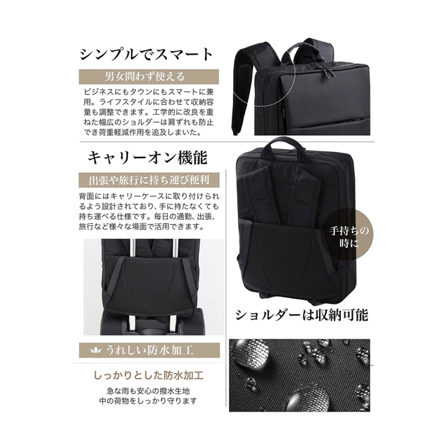 リュック 保冷保温 拡張薄型軽量 男女兼用 拡張機能　多いポケット防水仕様 メンズのバッグ(バッグパック/リュック)の商品写真