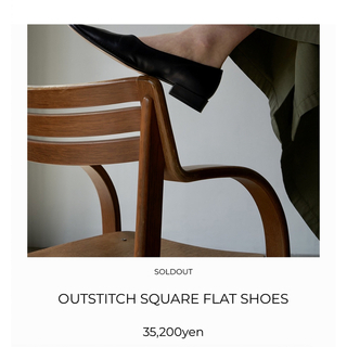 完売【CLANE】OUTSTITCH SQUARE FLAT SHOES