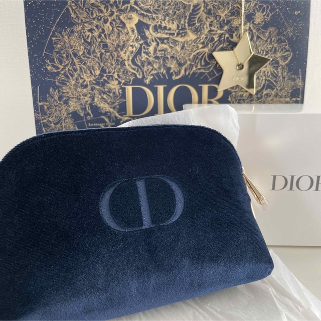 DIOR ノベルティ ポーチ クリスマス ホリデー ネイビー | フリマアプリ ラクマ