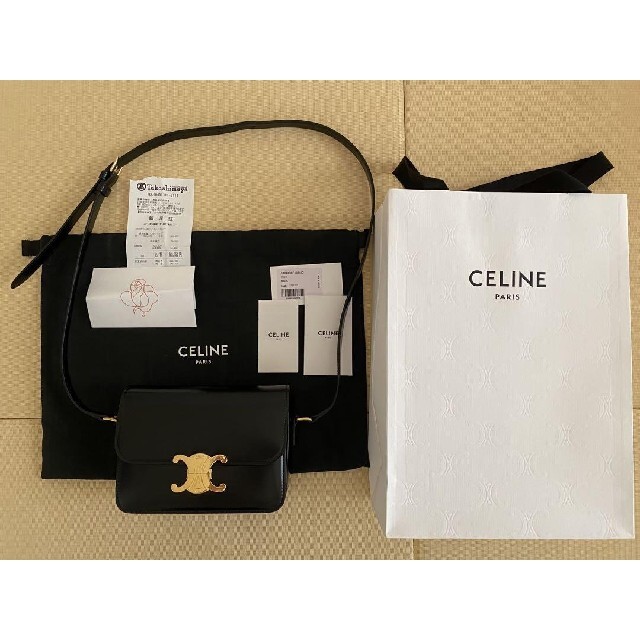 特別価格 celine - ブラック トリオンフバッグ シャイニーカーフスキン