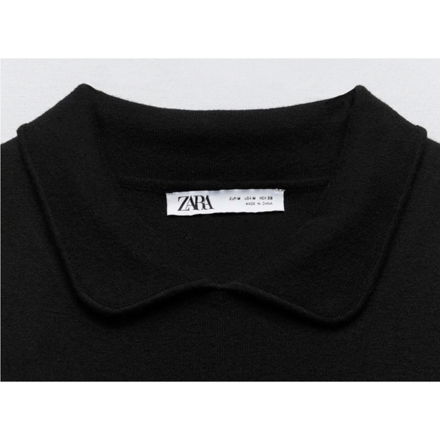 【ZARA】ザラ M ニット スケーター ワンピース ミニ ワンピ  えり 黒