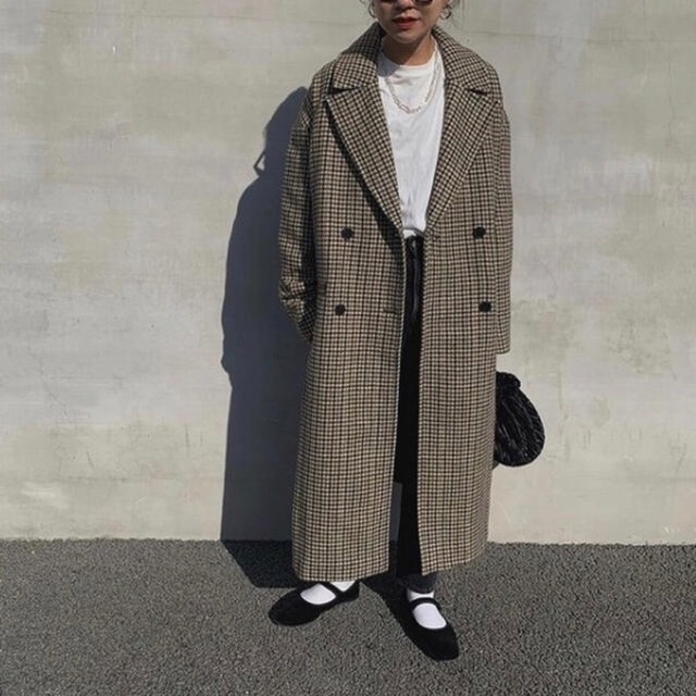ZARA ウール混 千鳥柄 ロング コート ZARA ウール混 千鳥柄 ロング コート