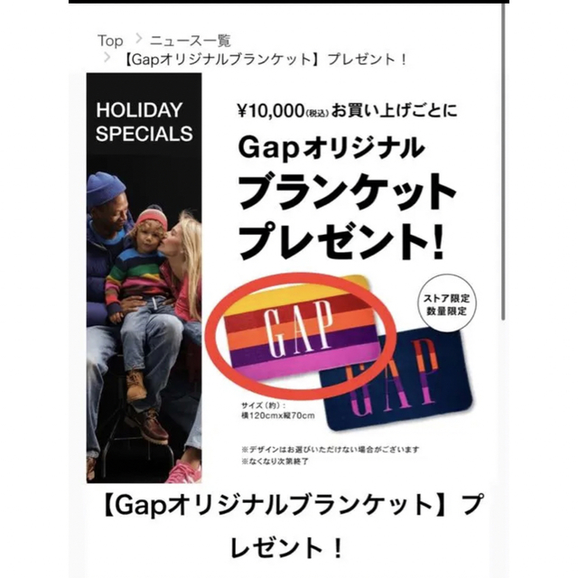 GAP(ギャップ)のGAP　オリジナルブランケット2枚セット インテリア/住まい/日用品のインテリア/住まい/日用品 その他(その他)の商品写真