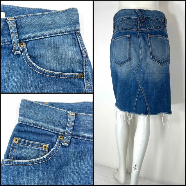 SLY(スライ)のSLY スライ デニム膝丈スカート 綿100% サイズ1 Mサイズ 72cm レディースのスカート(ひざ丈スカート)の商品写真