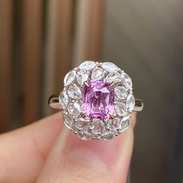 天然 パパラチアサファイア ダイヤ リング2.06ct k18 ¥