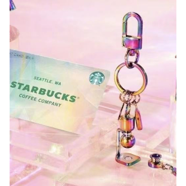 Starbucks Coffee(スターバックスコーヒー)の中国スタバ限定　虹彩のコーヒーマシンメーカー金属製ストラップキーホルダー レディースのファッション小物(キーホルダー)の商品写真