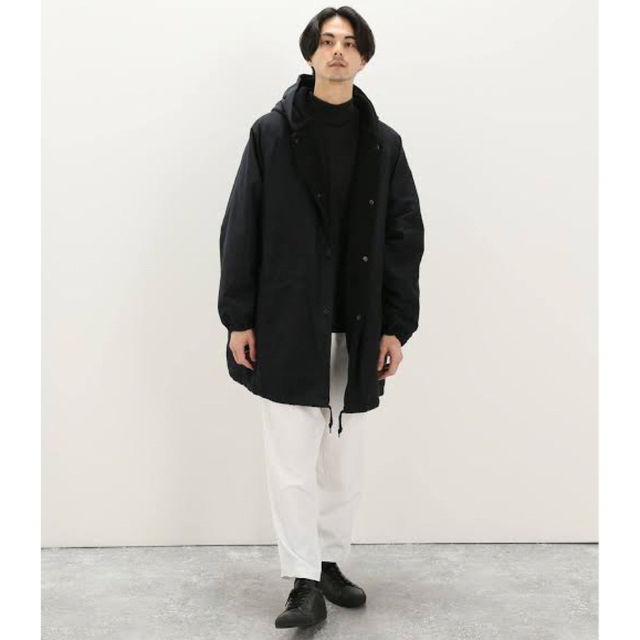 COMOLI 20AW コットンシルクフーデッドコート NAVY | www