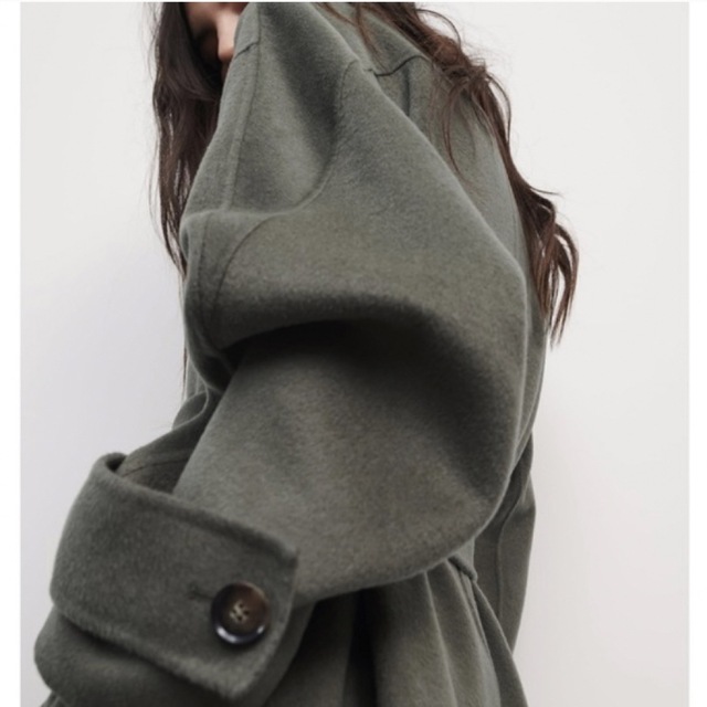 ZARA(ザラ)のZARA チェスターコート グリーン カーキ ウール レディースのジャケット/アウター(チェスターコート)の商品写真