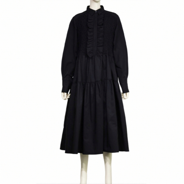 新品 マチャット MACHATT フリルティアードシャツドレス ワンピース 黒