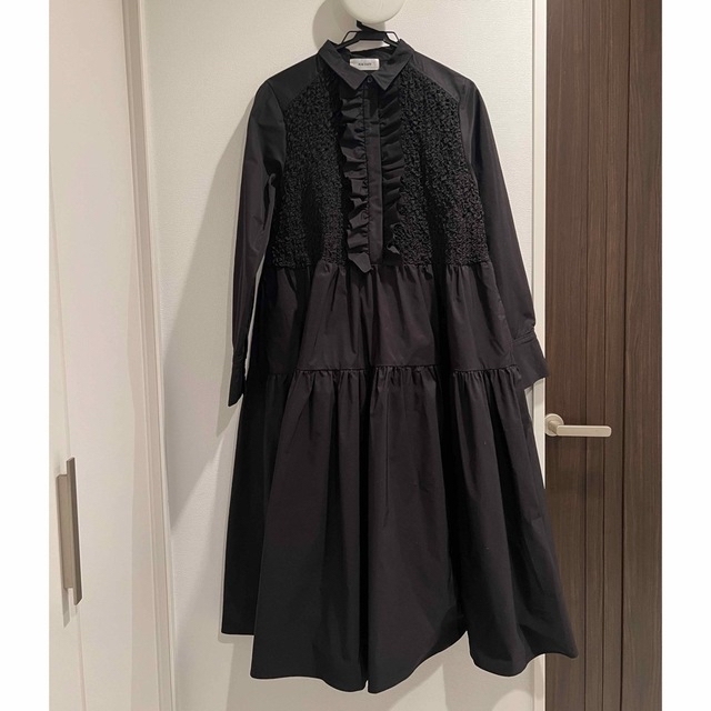 新品 マチャット MACHATT フリルティアードシャツドレス ワンピース 黒