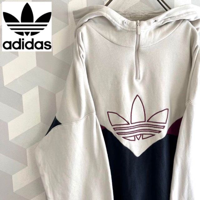 adidas - 【アディダス】刺繍センターロゴ ハーフジップ スウェット