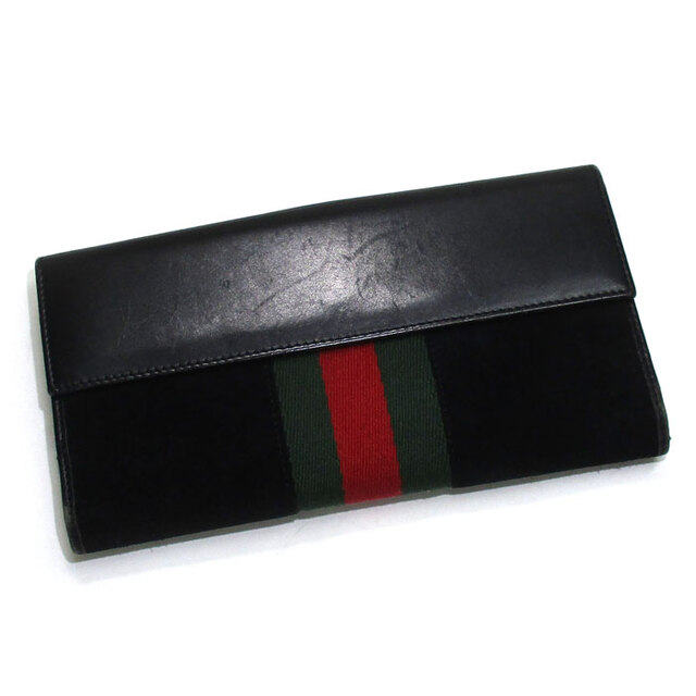 GUCCI 二つ折り 長財布 ジャッキーライン スエード レザー ブラック