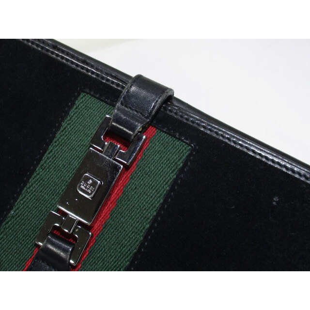 GUCCI 二つ折り 長財布 ジャッキーライン スエード レザー ブラック