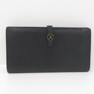 シャネル(CHANEL)のCHANEL ココボタン Wホック長財布 レザー ブラック A20905(財布)