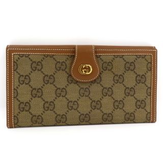 Gucci - GUCCI Wホック 二つ折り長財布インターロッキングG ベージュ