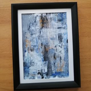 原画【カフェ】抽象画 インテリア 絵画 手書き 金黒青シック額入り ... 原画【カフェ】抽象画 インテリア 絵画 手書き 金黒青シック額入りモノトーン